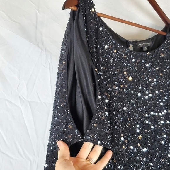 Aidan Mattox Black Cold Shoulder Sequin Dress - Picture 6 of 10